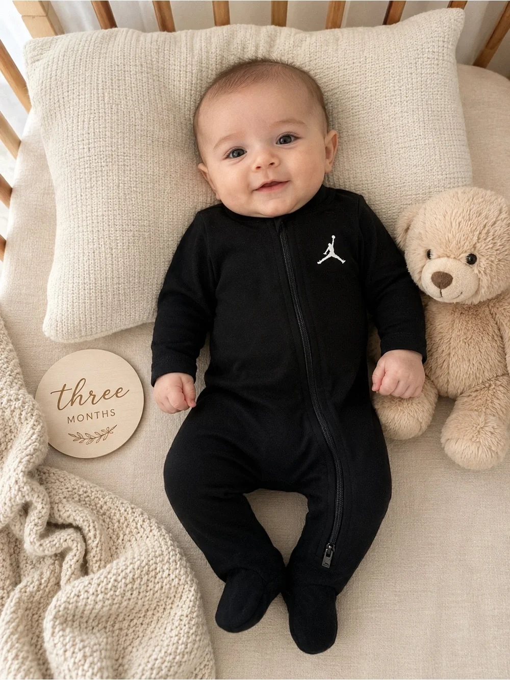 🏀JORDAN Baby Jumpman Footed One-Piece Coverall - 0-3 month old baby boy